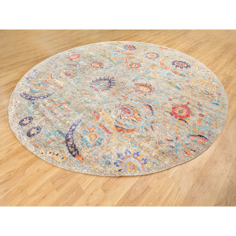 Tapis brun noué à la main de conception unique de 12 pi Fondren