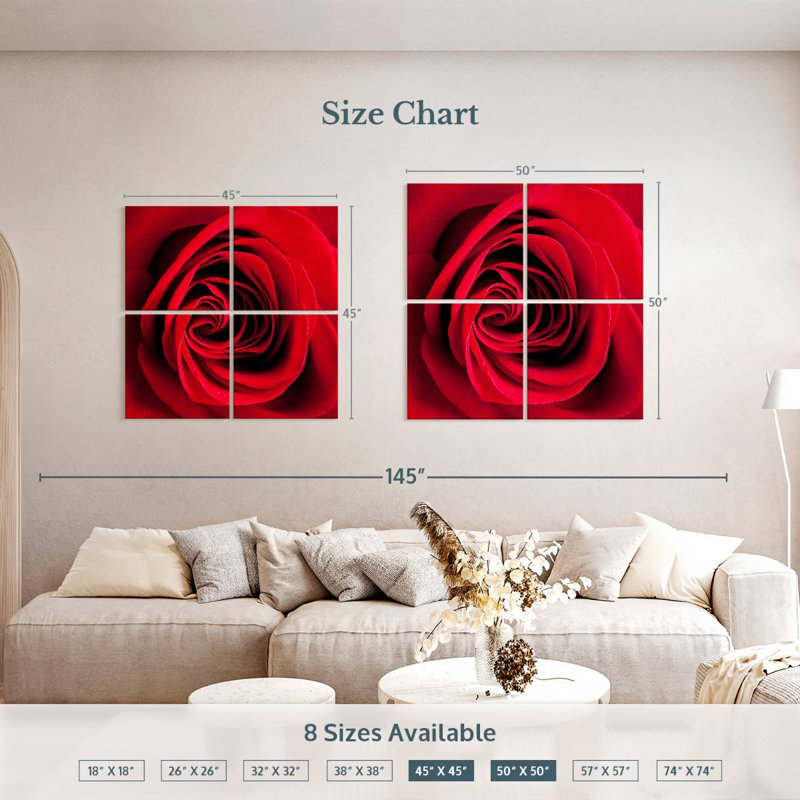 Harnek Red Rose In Bloom, 45" H x 45" W