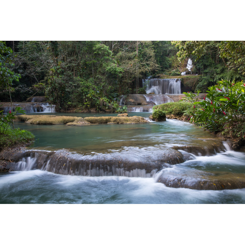 Waterfalls In Tropical Island, Jamaica by FourOaks - Wrapped Canvas Print, 30cm H x 46cm W