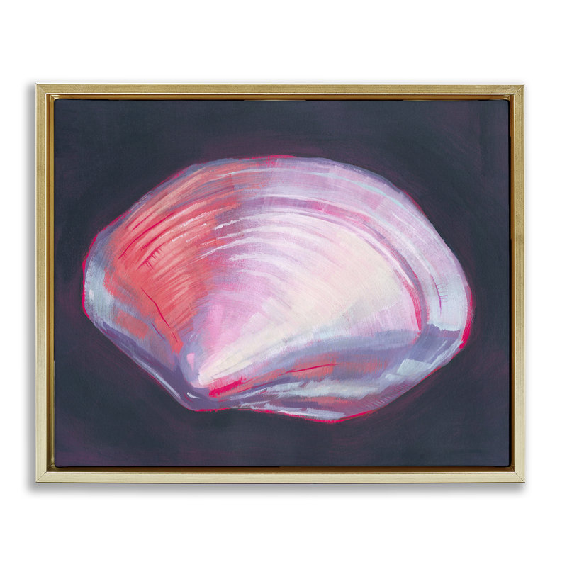«Pink Clam» sur toile flottante encadrée par Grace Popp, Cadre flottant métallique doré, H 17 po x l 21 po
