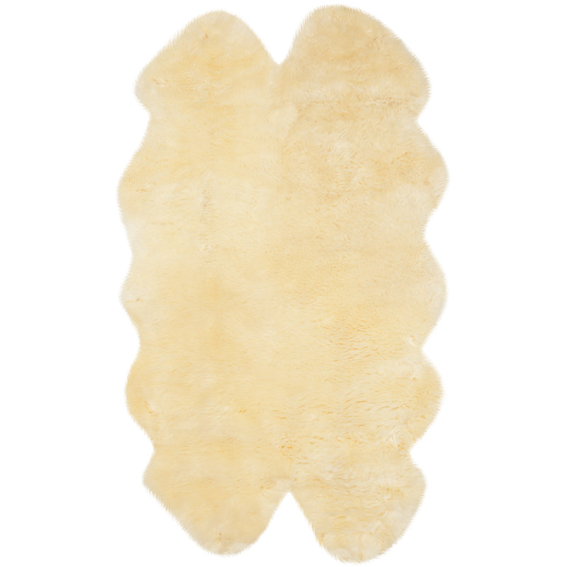 Tapis en peau de mouton champagne 121, Rectangle 5 pi 5 po x 7 pi 7 po