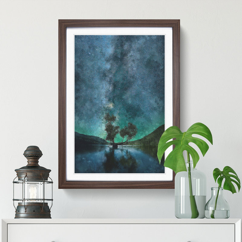 Milky Way Above Washington - Picture Frame Painting Print, 63cm H x 45cm W x 2cm D, Walnut Framed