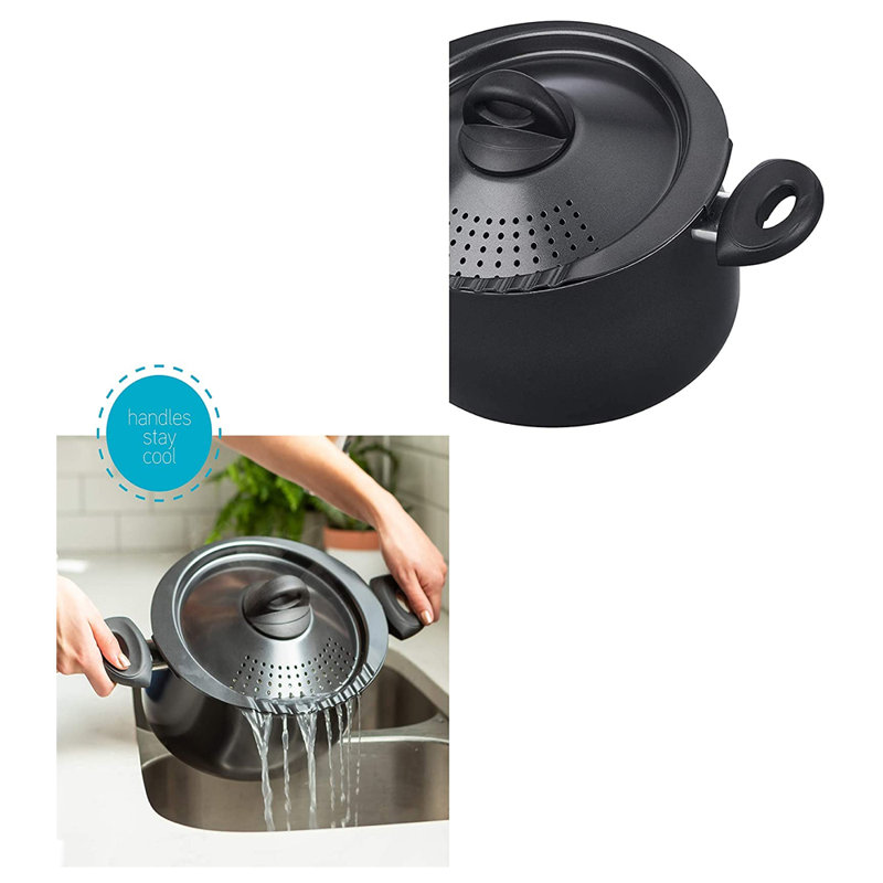 Bradshaw Home 5 Quarts Non-Stick Aluminum Soup Pot, Black