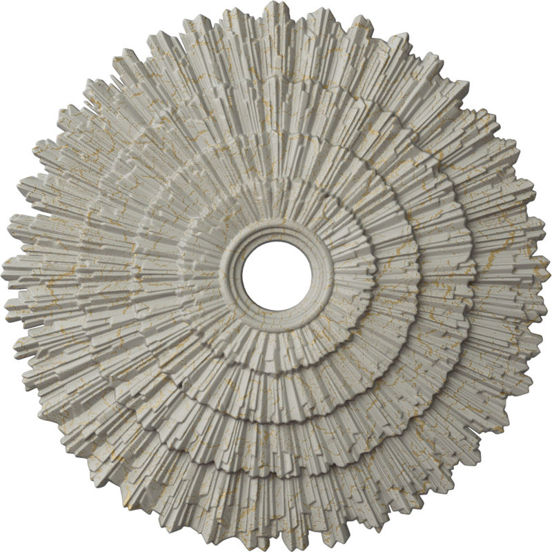 Médaillon de plafond Endurathane Eryn, 24 3/4 po de diamètre extérieur x 3 1/4 po de diamètre intérieur x 1 7/8 po (convient aux auvents jusqu'à 4 po), pot peint à la main de fini craquelé crème