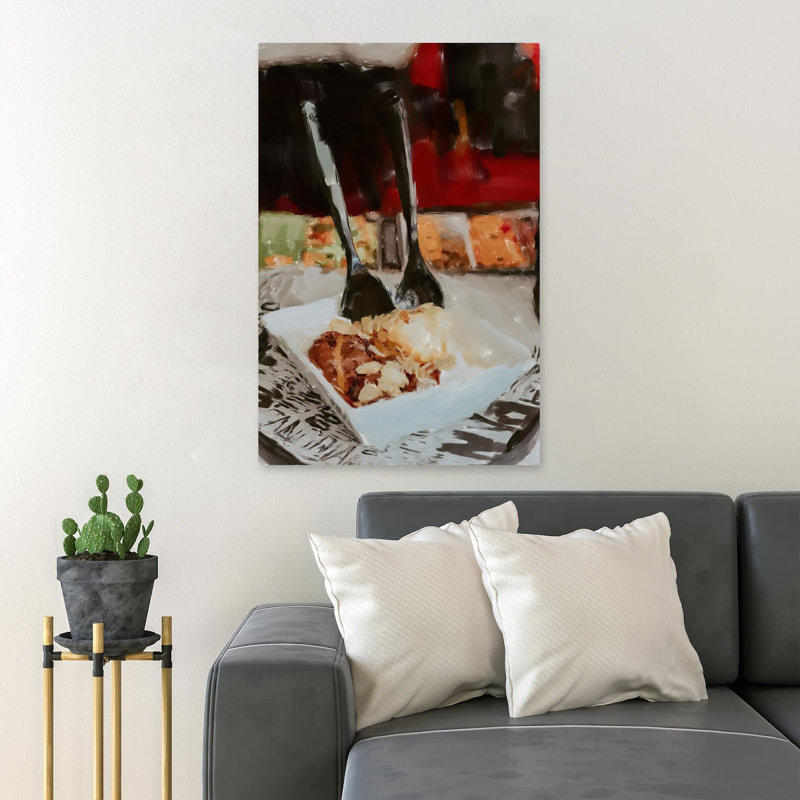 Spoon And Fork On Ice Cream - 1 Piece Rectangle Graphic Art Print On Wrapped Canvas, 36" H x 24" W
