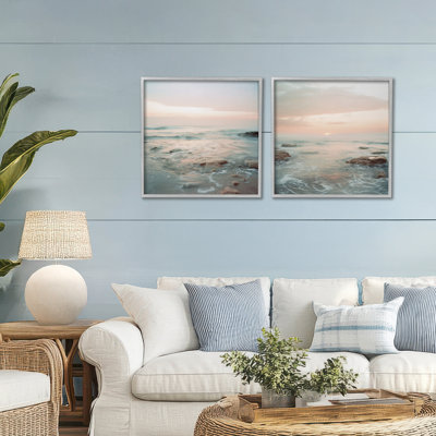Ensemble de giclées encadrées 2 pièces Coastal Sea Melody, design par Lazar Studio