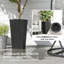 Ensemble de 3 pots de fleurs empilables en PP, pots de fleurs en faux pierre avec roues et trous de drainage-130143551