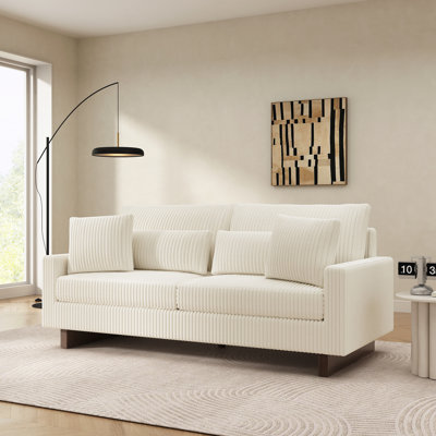 80.3" Sofa Couch Upholstered Sofa with Four Pillows