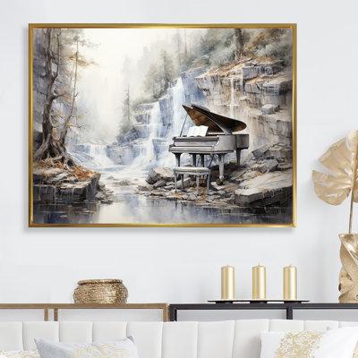 Piano Keyboard Cascade II - Music Piano Framed Wall Art