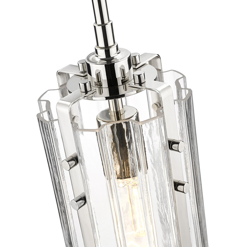 Mini-luminaire suspendu 1 lumière Halleck, Nickel poli