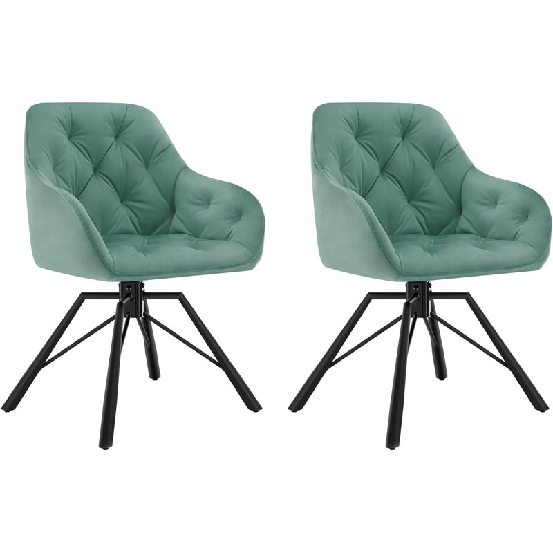 Wawaset 44.5 cm H Tufted Velvet Side Chair, Turquoise