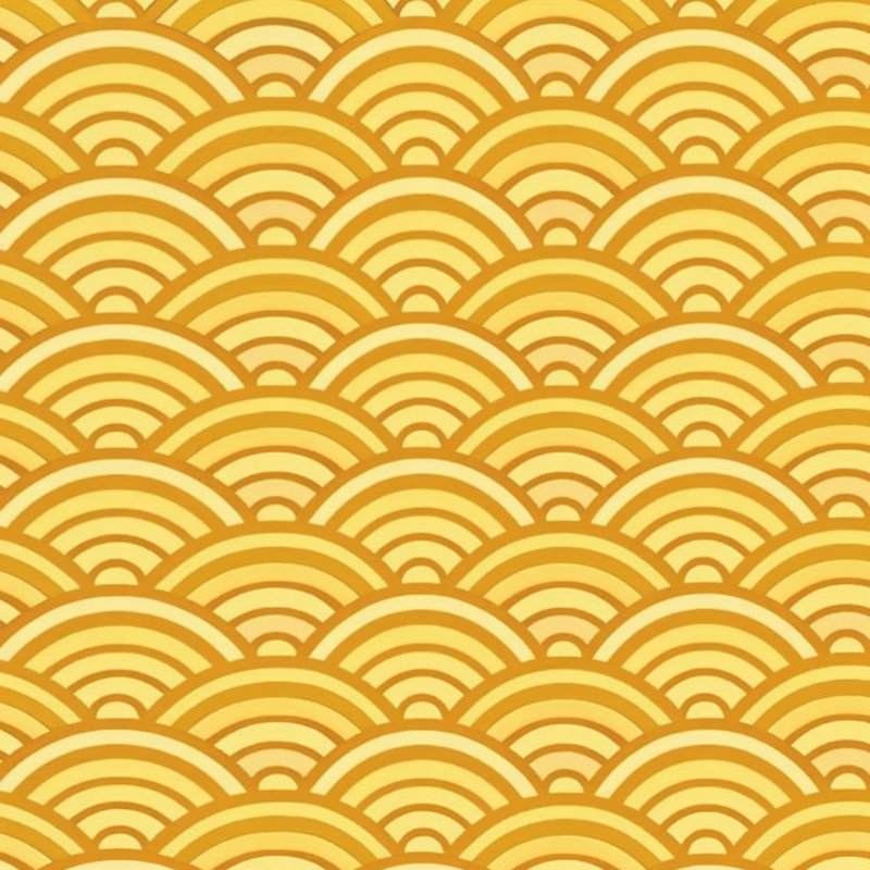 Tapis de bain à motif de vagues japonaises, L 34 po x L 21 po, Orange moyen / jaune clair