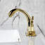 Robinet de salle de bain central à 4 trous à fixation sur comptoir à 3 trous avec poignée moletée et bonde escamotable en laiton Kingston-103801728