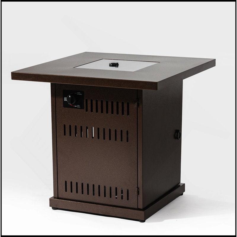 Foyer de table au gaz propane 28 po 28 po, foyer carré en acier de 50000 BTU pour patio extérieur - brun
