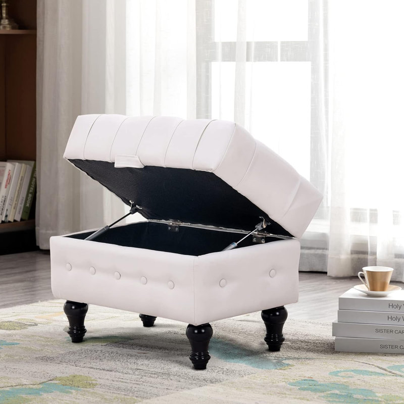 Doralynne Upholstered Ottoman, White