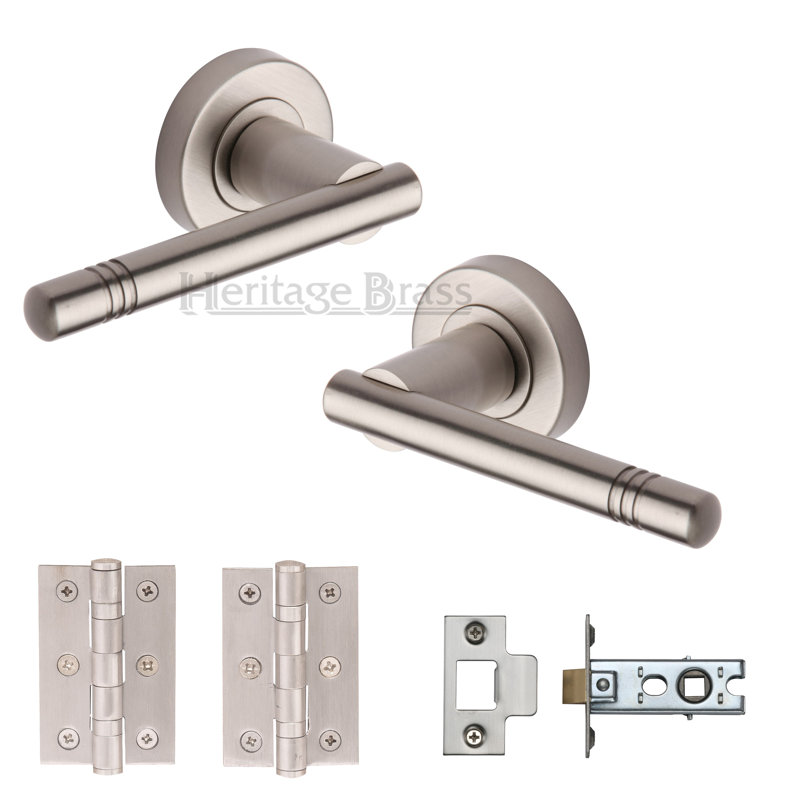Heritage Brass Alicia Door Handle Kit, Satin Nickel