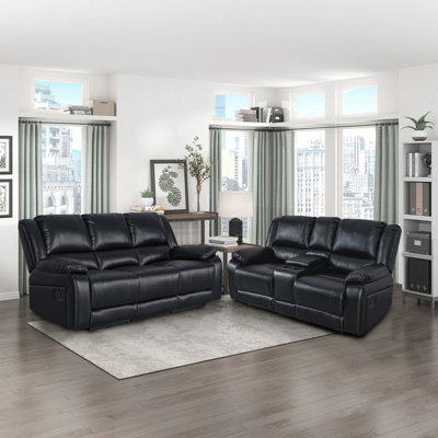One Manual Reclining Living Room Sofa Set 2 Seats Sofa & Loveseat by Latitude Run
