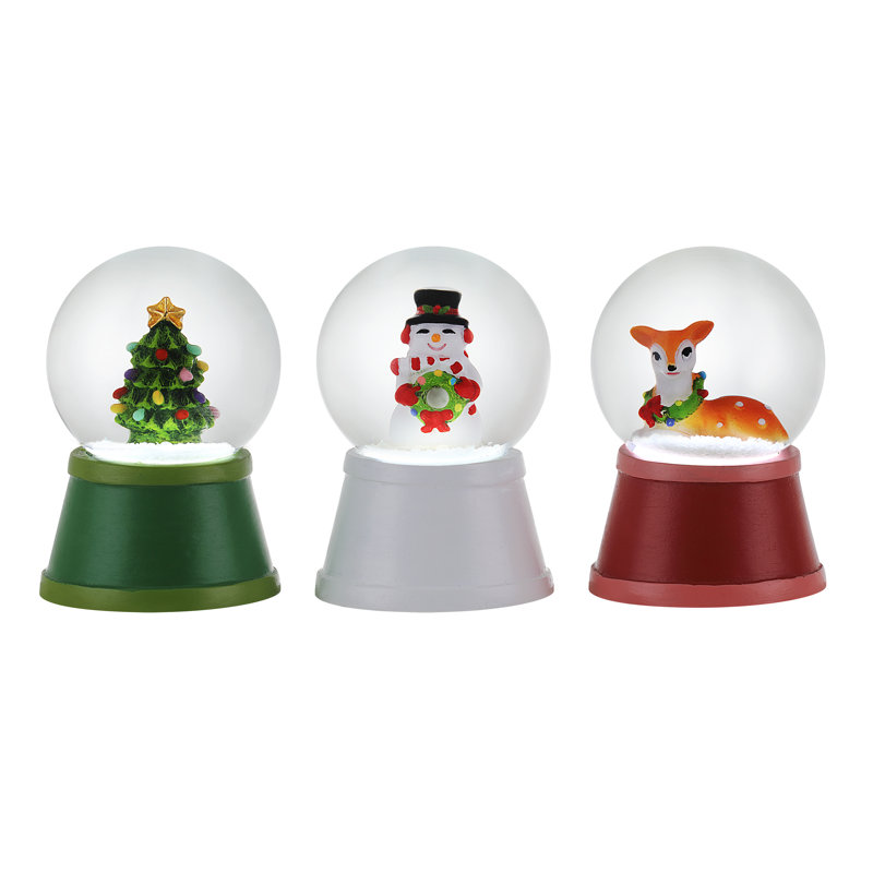 Ensemble de 3 mini globes de neige éclairés Nostalgic