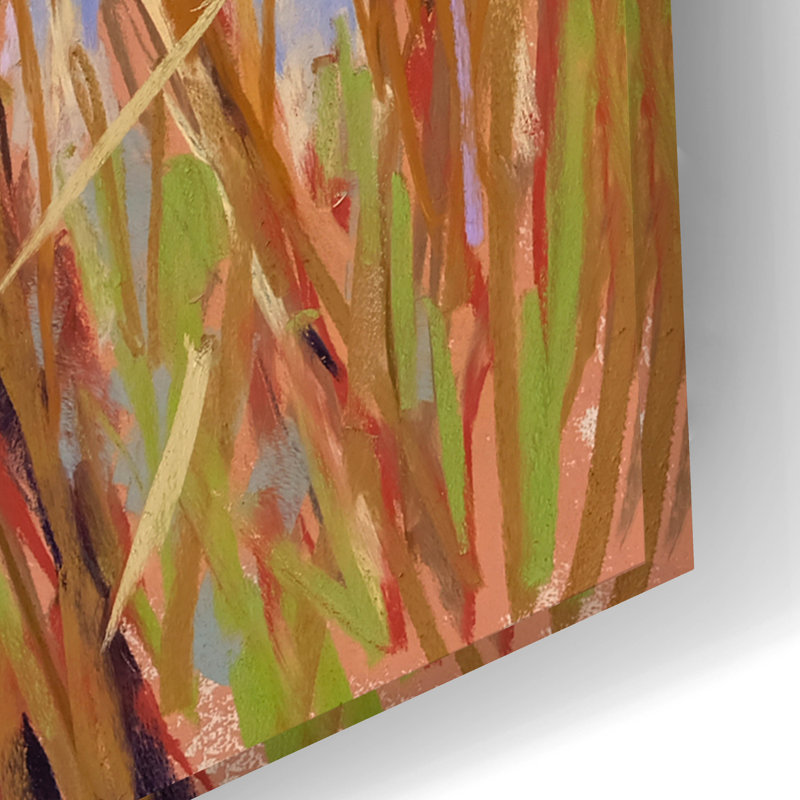 Art mural en verre Winston Porter «Cattails» par Carol Strock Wasson, H 16 po x l 24 po x P 0,2 po
