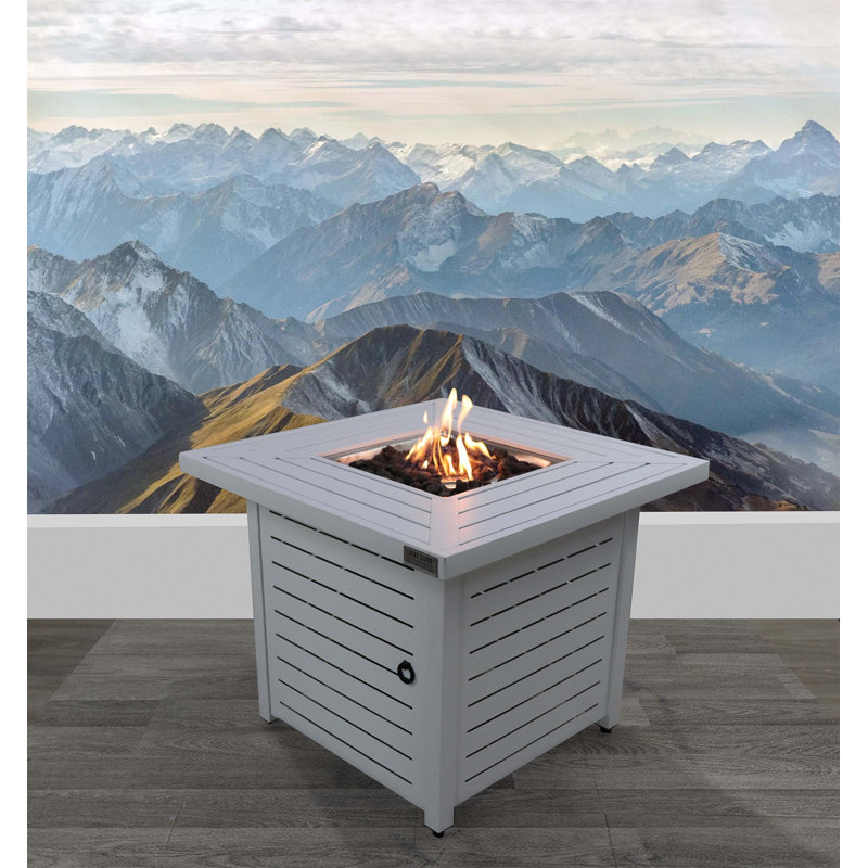 Foyer de table en acier au propane H 25 po x l 30 po, Gris antique blanc