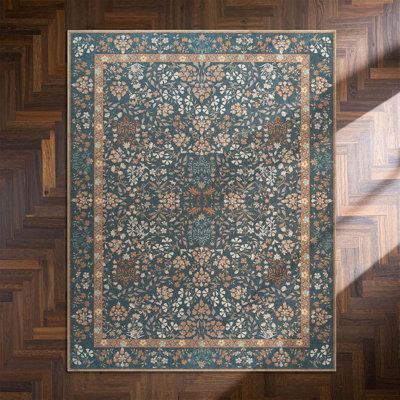 Floral Machine Washable Area Rug