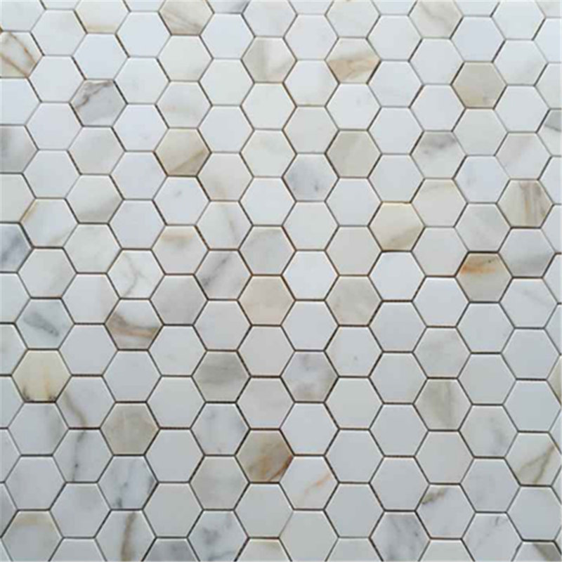 Calacatta 12" x 10" Marble Mosaic Tile, LIght Gray