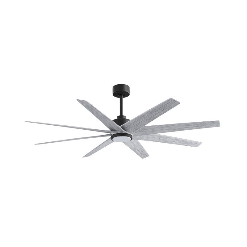 Ariella - Eight Blade Ceiling Fan - Integrated LED - Matte Black Finish - Matte White Blades, Barn Wood Tone, Matte Black