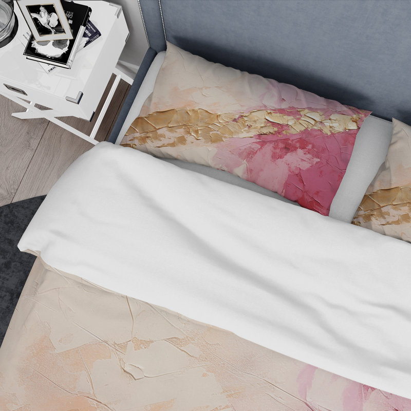 Ensemble de housse de couette Pink Gold Minimalisme Potteries I - Spirales abstraites