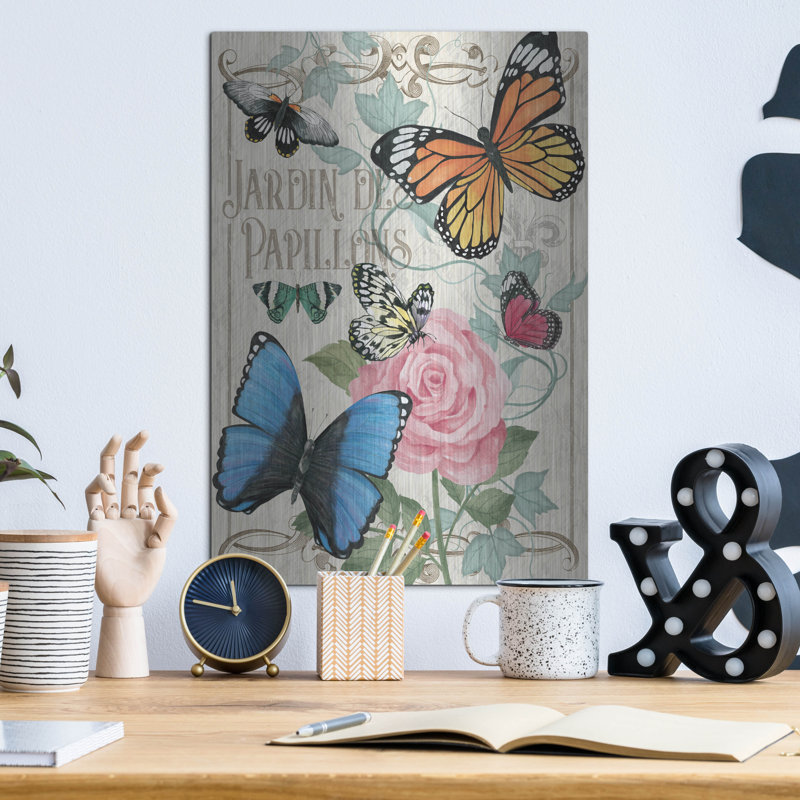  «Butterfly Garden I» par Fiona Stokes-Gilbert, art mural en métal, 12 po x 16 po, H 16 po x l 12 po