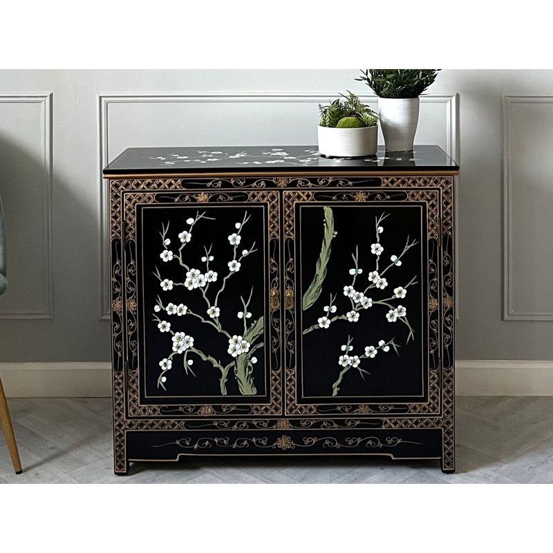 Hand Painted Cherry Blossom Sideboard Cabinet