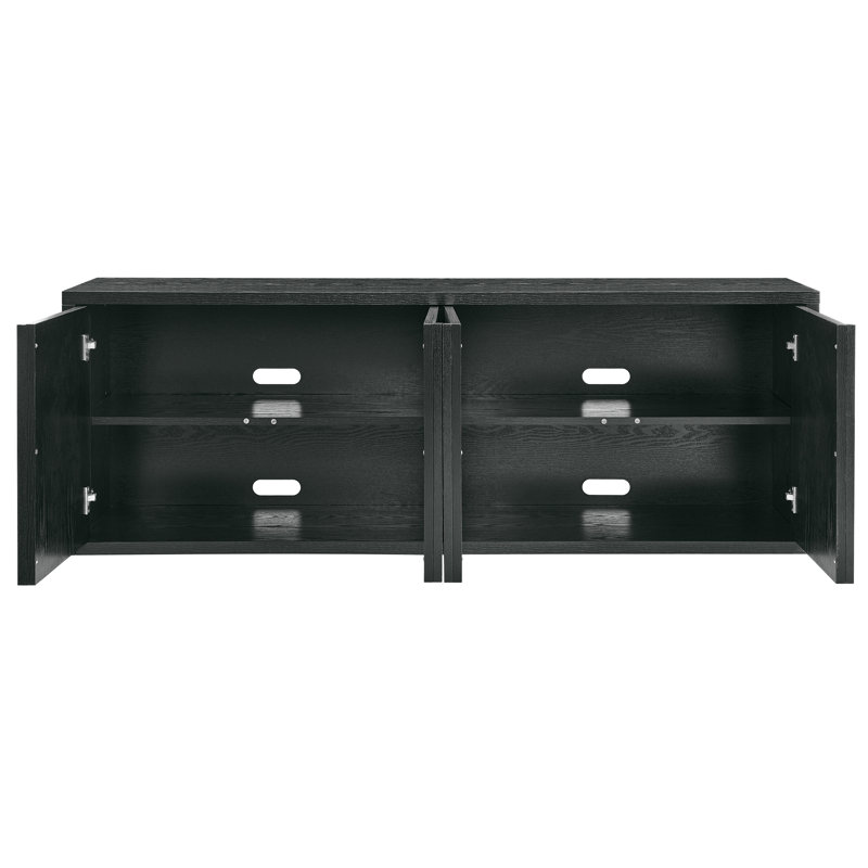 Meuble télé rectangulaire pour téléviseur de 75 po ou moins Kai, Grain noir