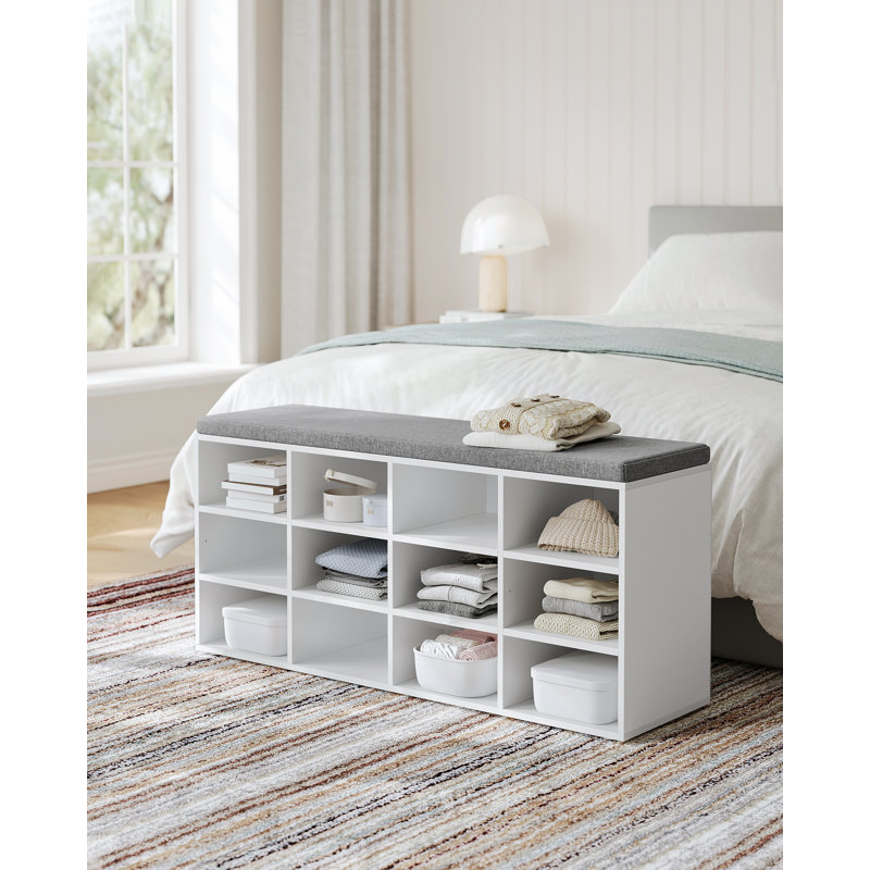 12 Pair Shoe Storage Bench, White