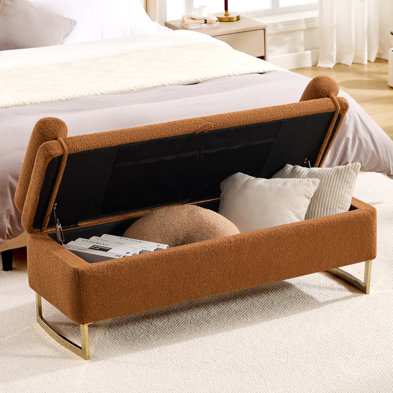 Teddy Upholstered Bench, Orange