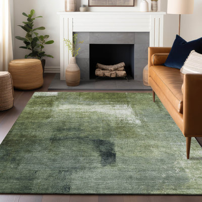 Premium Machine Washable Prisco Green Rug