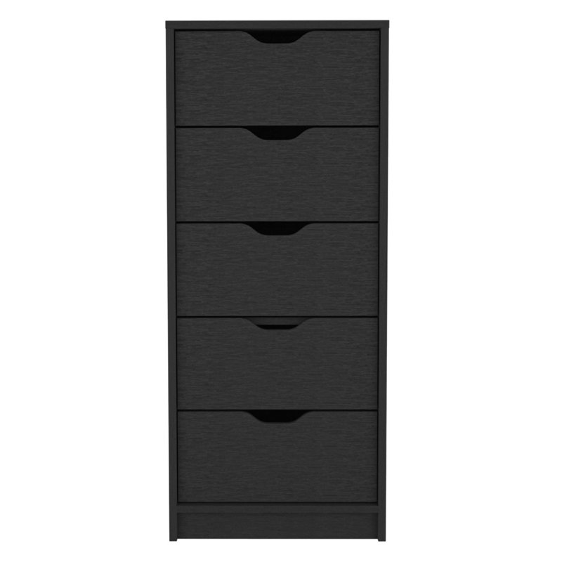 Commode haute 5 tiroirs Basilea, système coulissant, Noir