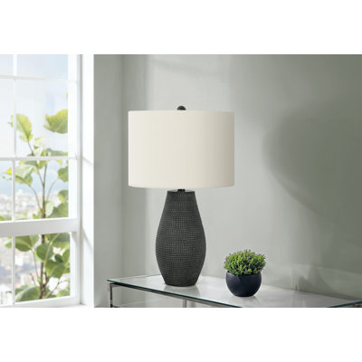 24"h, Table Lamp, Black Resin, Ivory / Cream Shade, Contemporary