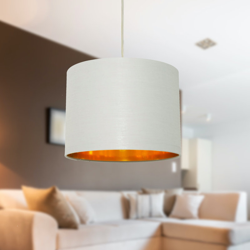 18cm H Cotton Drum Pendant Shade ( Uno ) in Grey