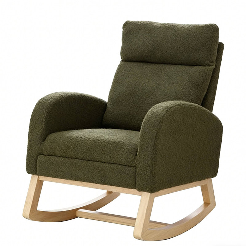 Chaise berçante polyvalente avec repose-pieds qui s'adapte aux espaces pour le café du matin et les loisirs, Vert olive
