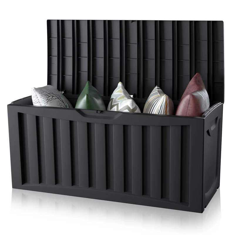 All-in Furniture 46.5'' W 90 Gallons Water Resistant Resin Lockable Deck Box in Black