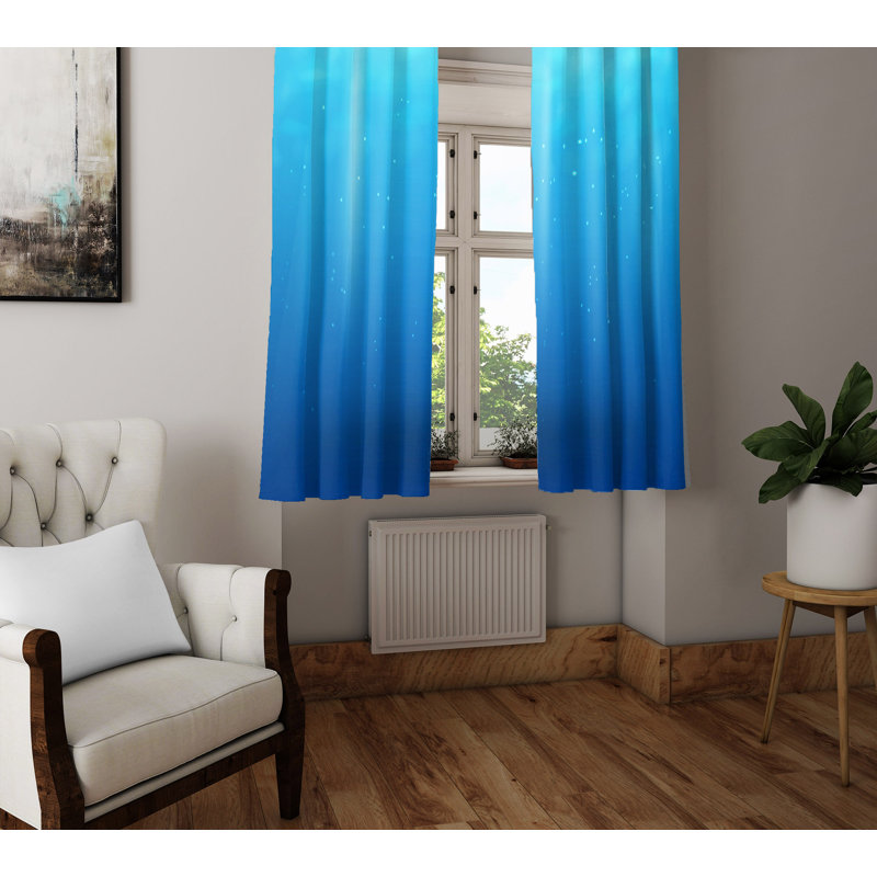 Paire de rideaux semi-transparents dégradé bleu océan, L 20 po x L 52 po