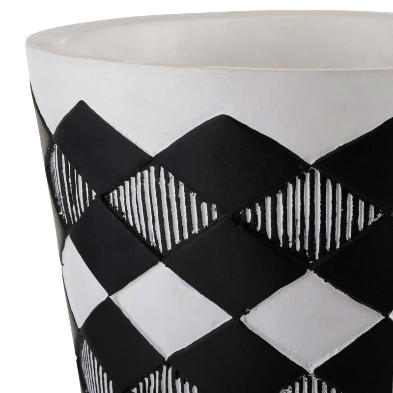 10/12" Diamond Planter W/ Wood Legs, Black