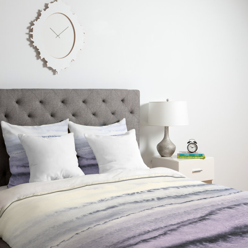 Monika Strigel Modern & Contemporary Polyester Abstract Duvet Cover, King Duvet Cover, White/Purple Ombre
