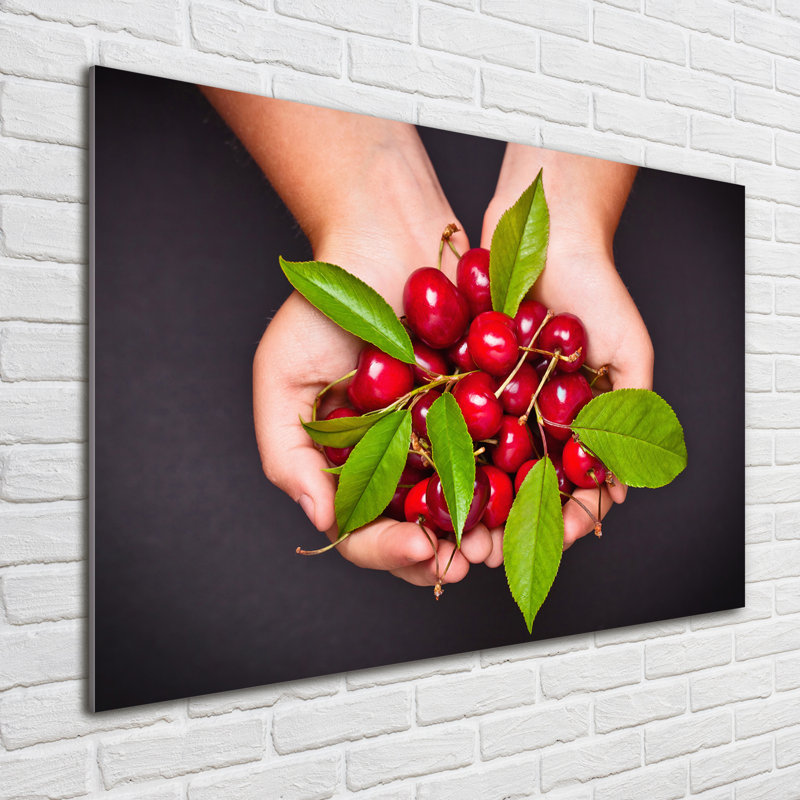 Cherries In Your Hands - No Frame Print on Glass