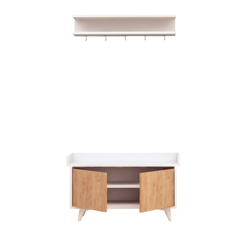 Portemanteau large 35,4 po, Blanc, bois
