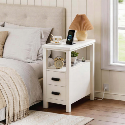 Table de bout avec station de charge - ports et prises USB, 2 tiroirs