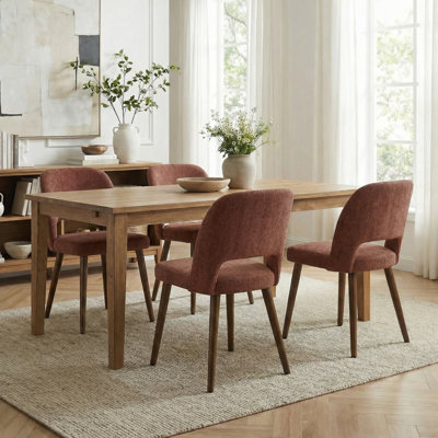 Upholstered Chenille Modern Dining Side Chairs with Solid Wood Legs for Dining Room Set of 4