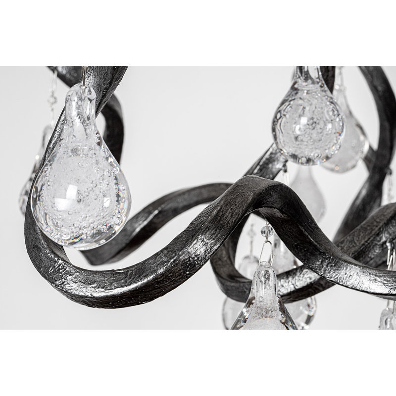 Aveline 20 Light Chandelier, Black Silver Leaf