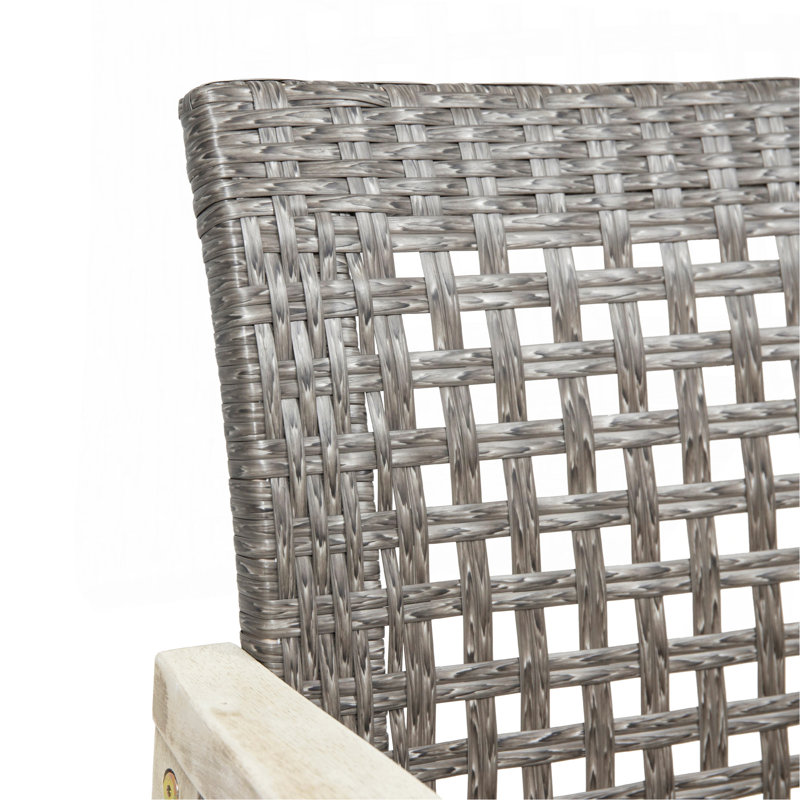  Wood and Wicker Dining Chair (Set Of 2), Black+Gray