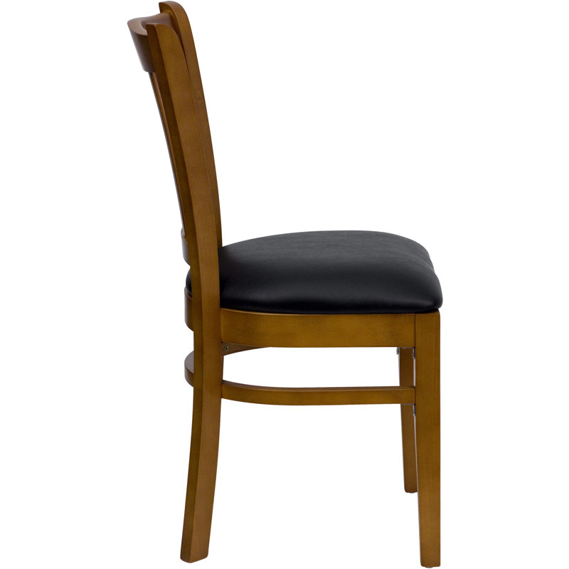 Prompton Vertical Slat Back Wooden Restaurant Chair, Cherry, Black