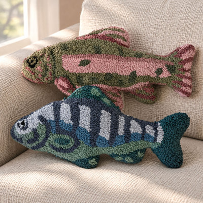 Coussin tissé en forme de poisson en coton touffeté